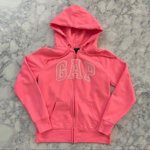 GAP Full Zip Hoodie Sweater Sweatshirt Hot Pink Juniors Girls Small
